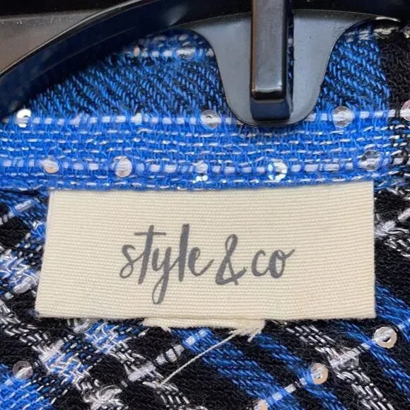 Style & Co. Blue Plaid Button Down Shirt - Picture 3 of 4